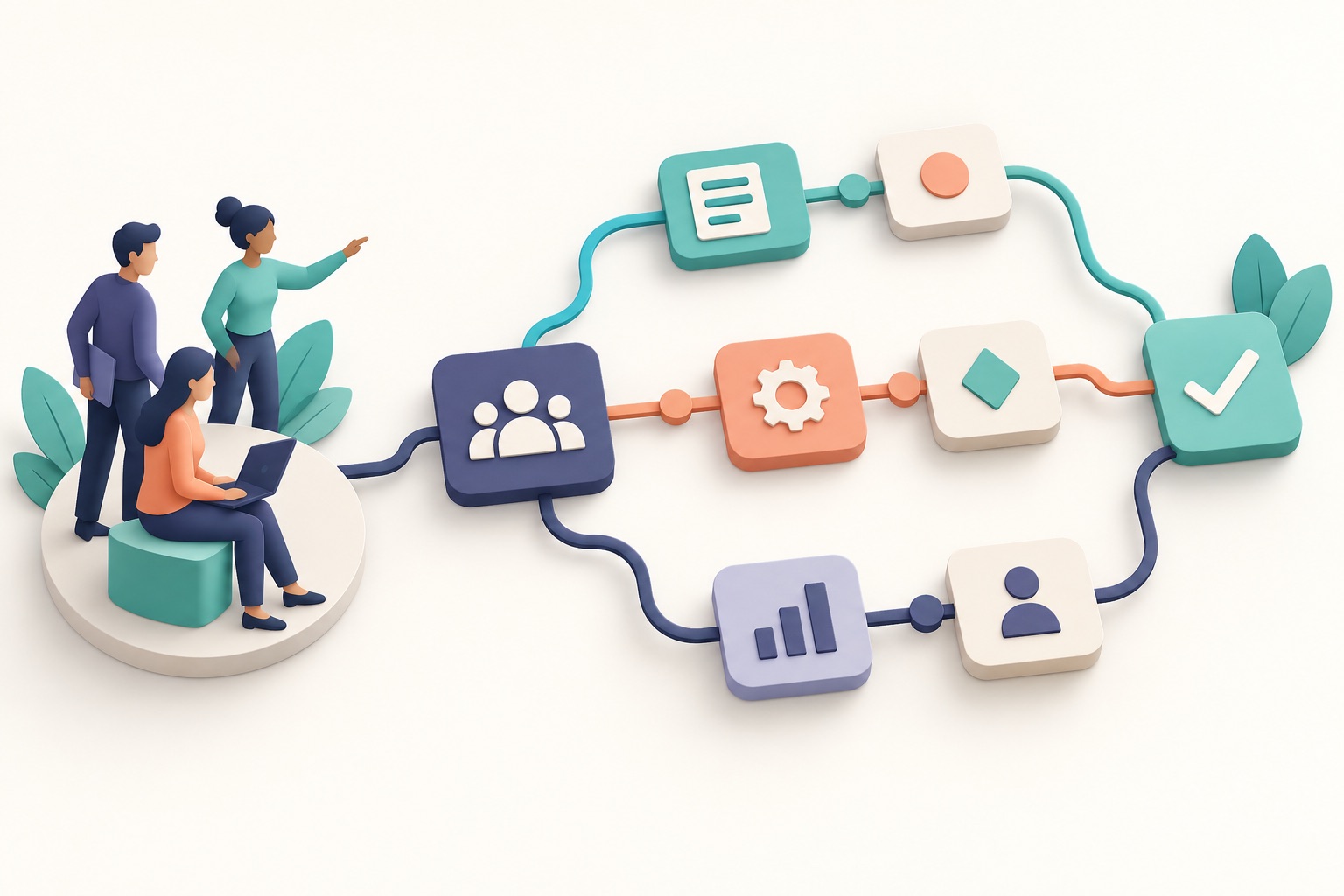Illustration of a connected and organized workflow